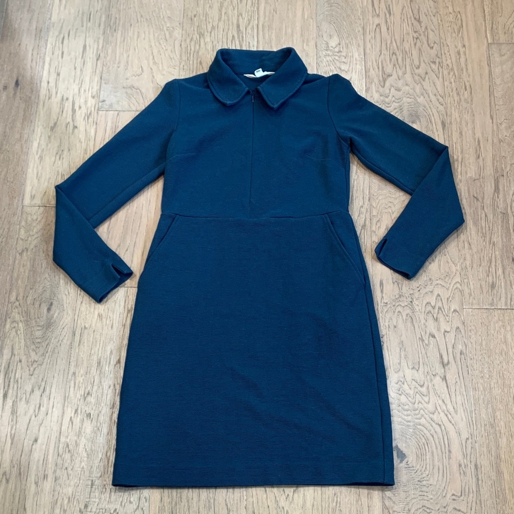Boden Women's Blue Cam Zip-Up Ottoman Dress Size 2R - Picture 2 of 11